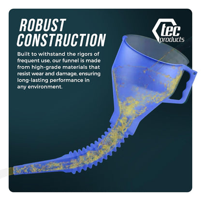 TEC Products FlexAll Long Flexible Funnels - Automotive Oil Funnel with Hose, Durable Nitrile Rubber for Oil Change, Transmission Funnel Fluid, Diesel, Fuel, Gas - Made in USA - Red (16 x 5 Inches)