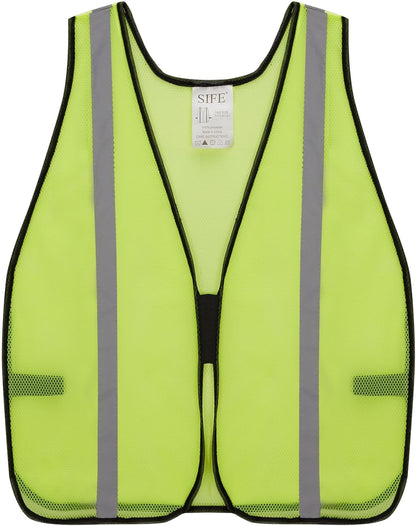 SIFE 10 Pack High Visibility Reflective Safety Vest,Made from Breathable and Neon Orange Mesh Fabric with Stretchable design,light weight for Man and Woman(Orange, 10 pack)