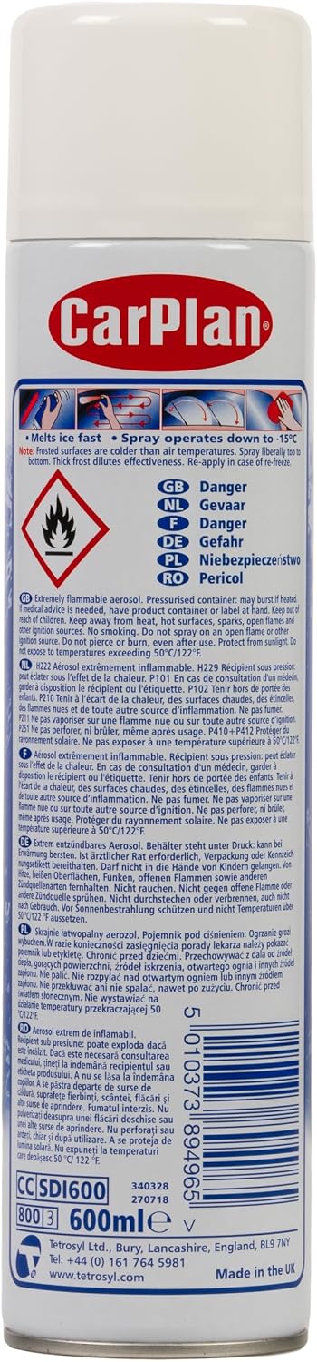CarPlan Blue Star De-Icer Spray, 21 fl oz - Fast-Acting Aerosol Defroster for Car Windshield and Windows, Works in Extreme Cold -20C