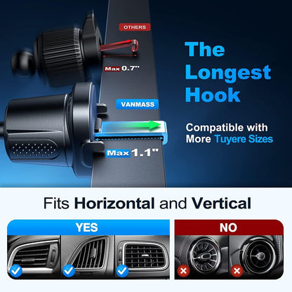 [True Military-Grade] Car Phone Holder VANMASS [Upgraded Strongest Suction&Clip] Cell Phone Mount for Dashboard Windshield Vent Kit, Truck Cradle Stand for iPhone 17 Pro Max 16 15 14 Android,Ink Black