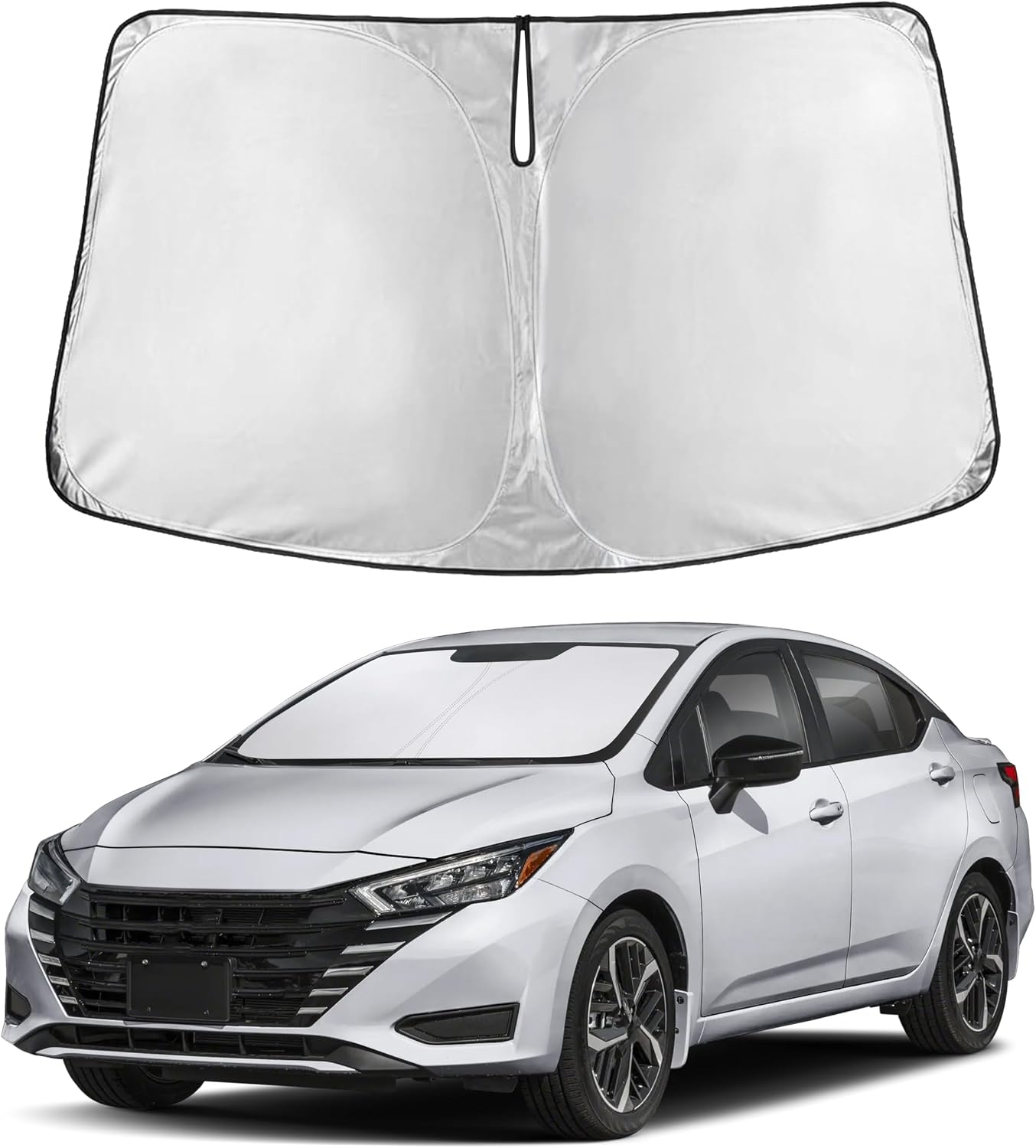 EcoNour Car Windshield Sun Shade | 2025 Upgraded Innovative No-Light-Pass Technology for Maximum Coverage | Foldable Sun Shade Keeps Your Vehicle Cool | Must-Have Car Accessories | Small (59" x 29") - Colors N