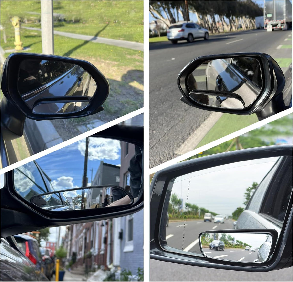 2 PCS Blind Spot Mirror, Rectangular Framed Curved Wide-angle Rearview Mirror, HD Anti-glare Parking Accessory with Adjustable Bracket, Truck Accessories for Men (Black)