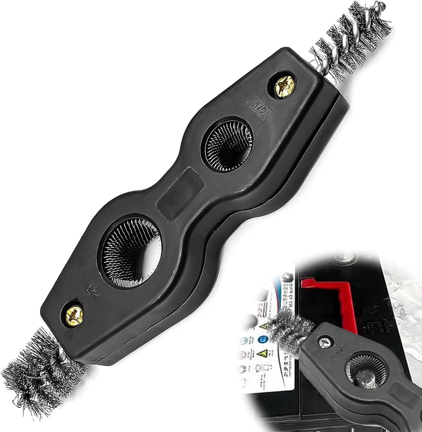 4 in 1 Car Battery Cleaning Brush,Anti-Corrosion Battery Terminals,Copper Pipes Cleaner Brush Tool,Universal for Automotive and Marine for Plumbing Installation Soldering Brazing