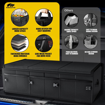 MIKKUPPA Car Trunk Organizer - 65L Collapsible Trunk Organizer with Lid, Sturdy Car Storage for SUV Auto Truck Van with Adjustable Straps and Non Slip Bottom (Black)