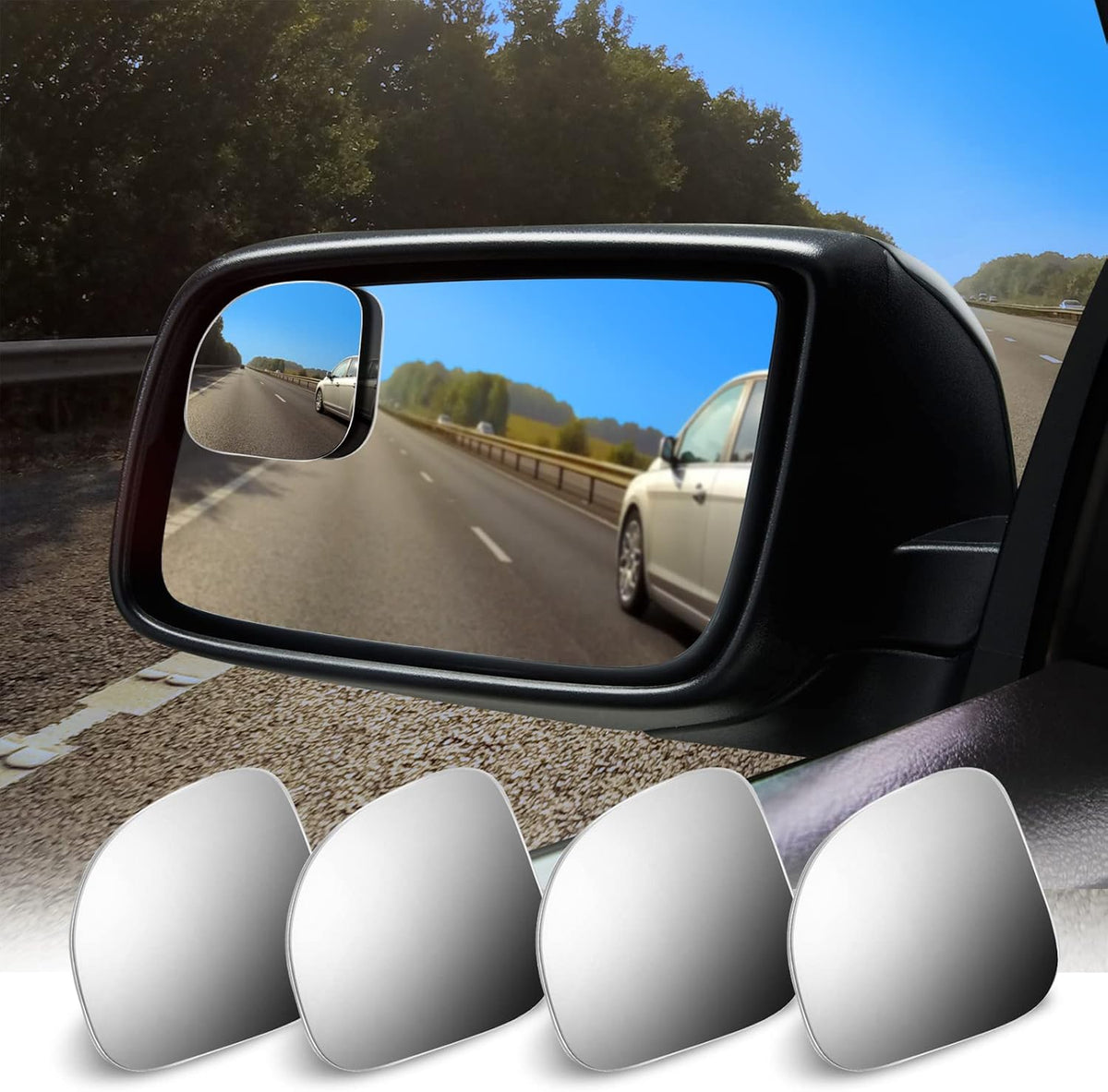 Mudder 4 Pcs Blind Spot Automobile Car Mirror Glass Frameless Convex Mirror Blindspot Side Blindspot Rearview Wide-angled Rear View Mirrors with Adjustable Stick for Suv Trucks Car Accessories