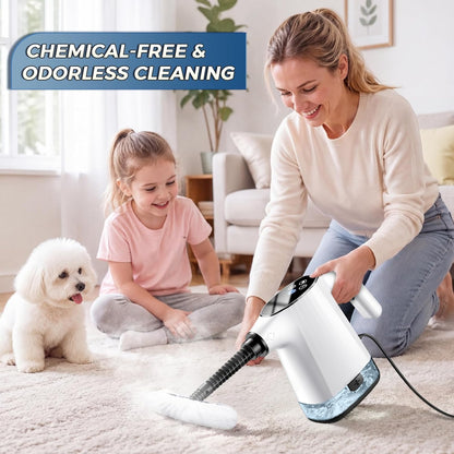 Handheld Steam Cleaner, Portable Steamer for Cleaning with 18PCS Accessories, 12s Fast Heating, Pressurized Steam Cleaner for Home, Kitchen, Bathroom, Car Detailing, Window, and Clothes, Green