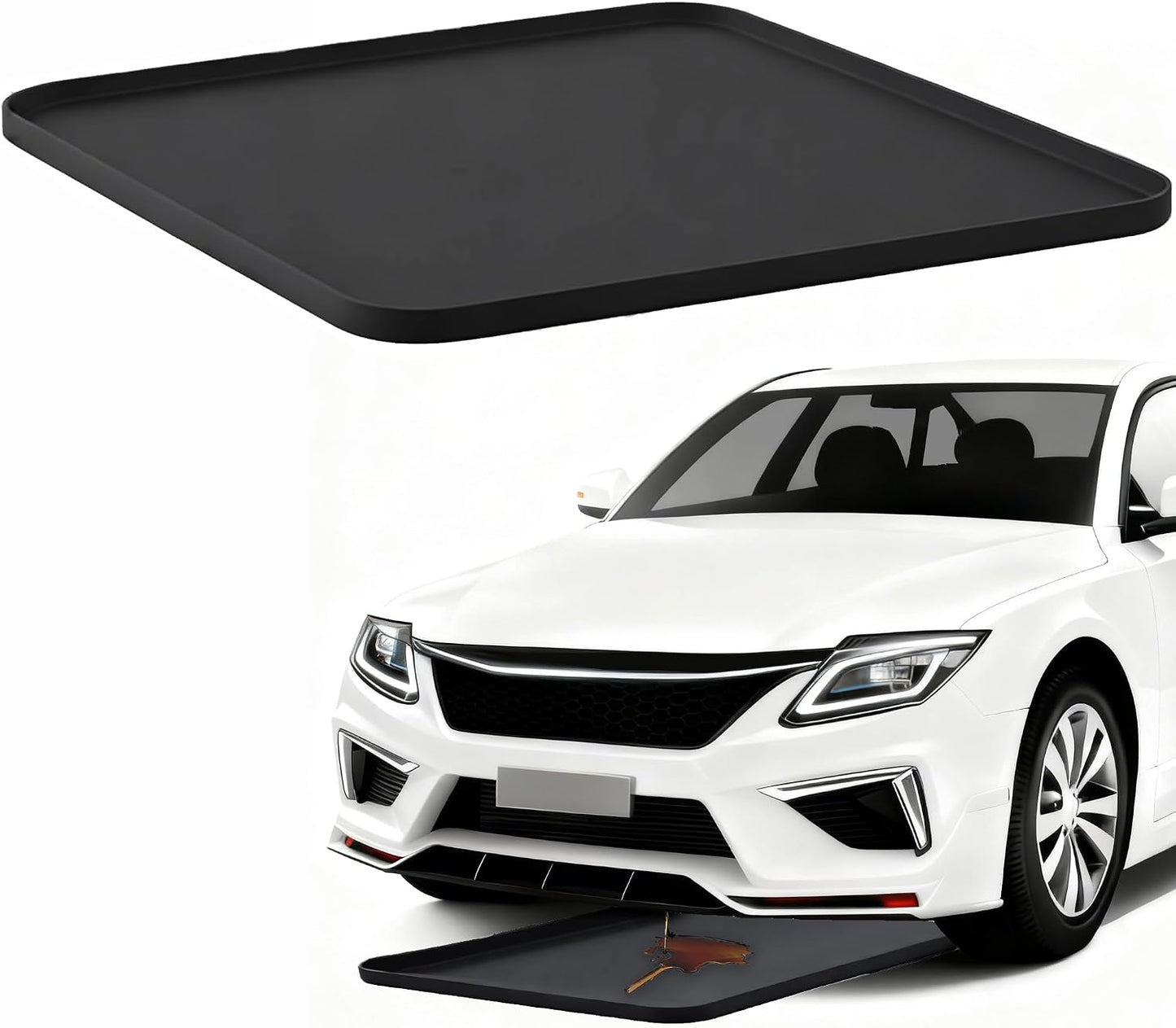 Oil Drip Pan for Under Car, Oil Spill Mat for Garage Floor Waterproof Driveway Outdoor Oil Drip Tray Silicone Oil Drip Pan No Splatter Non-Slip Oil Catch Pan Easy to Clean Reusable