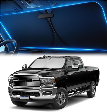 Magnelex Windshield Sun Shade for Dodge RAM 1500 2019-2023 2024 2025 2026, Foldable Car Window Sunshade, Heat & UV Visor Cover, Reflective Front Shades Accessories - Colors A