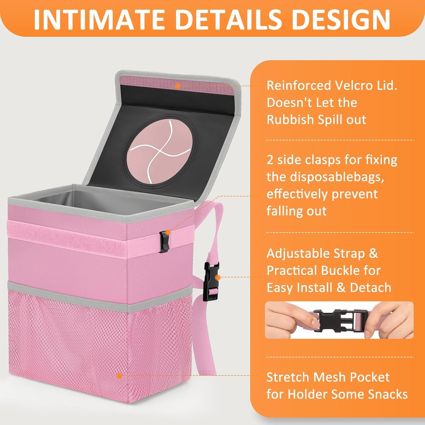 Vankor Car Trash Can Bin with Lid Hanging for Back Seat, Car Accessories for Women Men Leak Proof Automotive Garbage Cans Leakproof Vehicle Trash Can for Truck SUV Black
