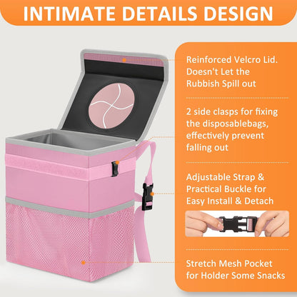 Vankor Car Trash Can Bin with Lid Hanging for Back Seat, Car Accessories for Women Men Leak Proof Automotive Garbage Cans Leakproof Vehicle Trash Can for Truck SUV Black