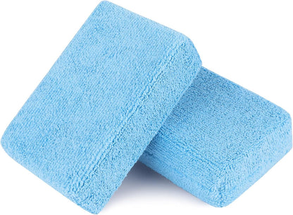 AIDEA Microfiber Applicator Pad-8Pack, Car Wash Sponge, Premium Microfiber Sponge and Cleaning Pads, Perfect for Effortless Wax, Sealant, and Conditioner Application, Car Detailing Supplies, Blue