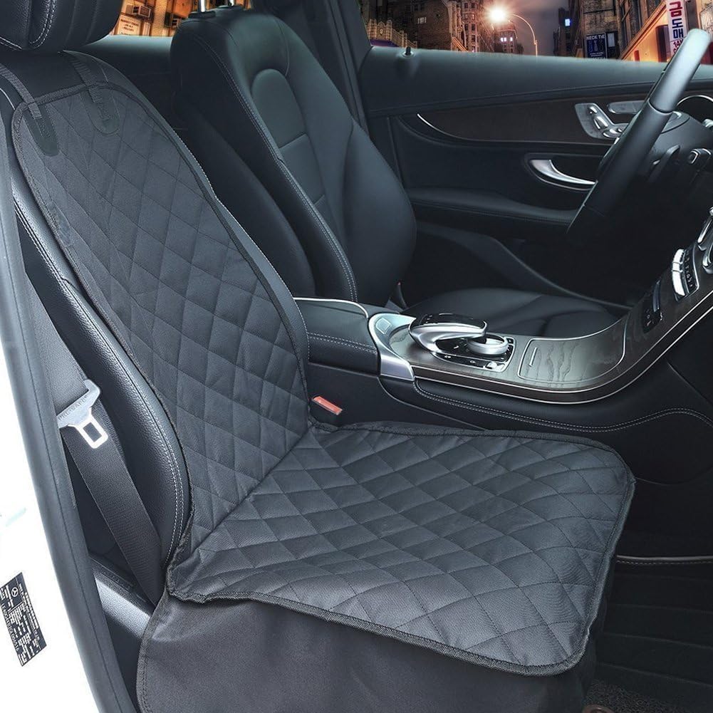 AsFrost Dog Seat Cover Cars Trucks SUVs, Thick 600D Heavy Duty Pets Car Seat Cover, Waterproof & Wear-Resistant Durable Nonslip Backing & Hammock Convertible, Black, 2 Pack