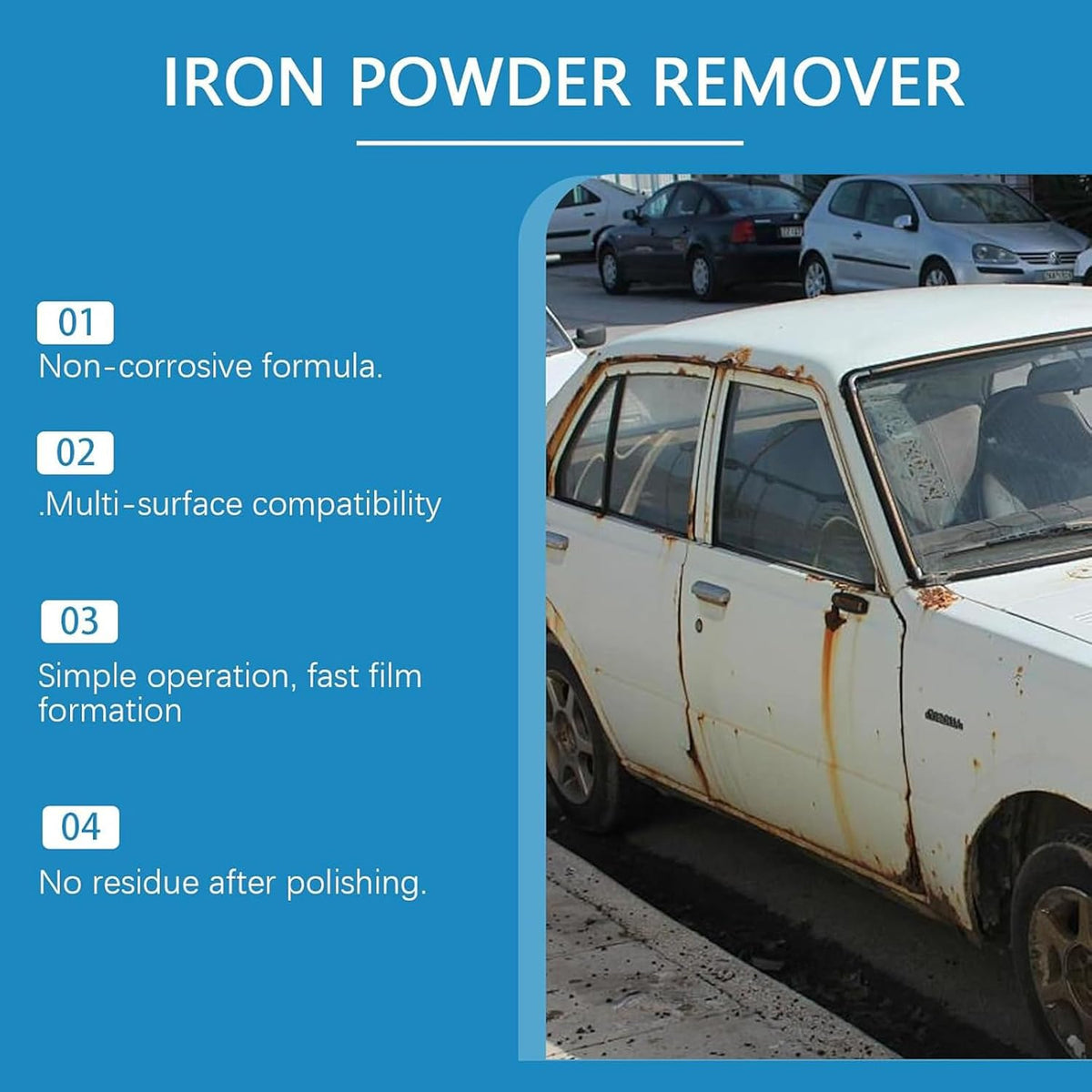 Iron Powder Remover Spray, Car Iron Powder Rust Remover Spray, Automotive Rust Remover Spray 100ml, For Metal, Bikes, Tools, Furniture & Household Surfaces (1 set)
