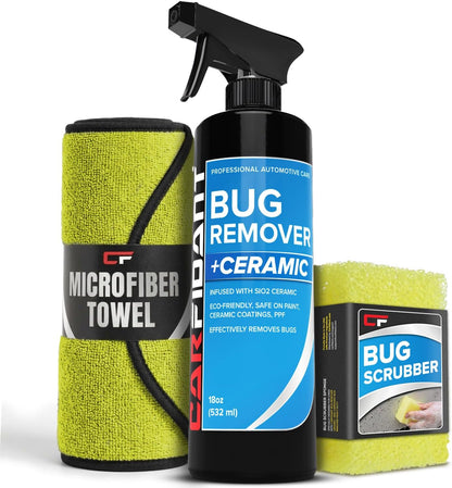Carfidant Bug and Tar Remover for Cars Exterior with Ceramic Coating - Easily and Safely Clean Bug Splatter, Bird Poop from Paint, Plastic, Rubber, Metal, Chrome, Glass - Pre Wash for Car Detailing