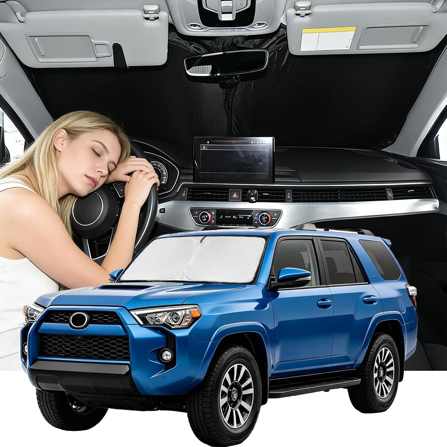 for Toyota Tacoma 2016-2023 2024 2025 2026 Sun Shade Sunshade Windshield Cover - 4 Layers Front Window Shade Custom Fit Tacoma 2Dr 4Dr Pickup Sun Visor 240T Shade Blocks UV Rays Car Accessories - Colors E