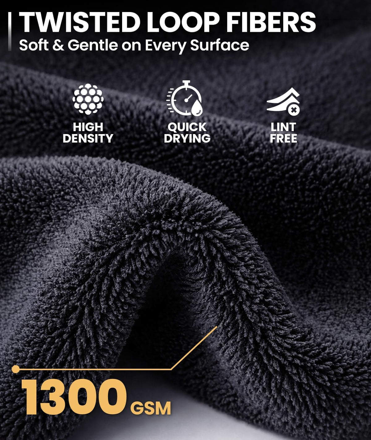 EVEO Car Drying Towel - (1300 GSM) XL Drying Towels Car Detailing - Car Microfiber Towel (36"x24") Microfiber Drying Towels for Cars Towels Drying, Car Wash Towels, No Scratch, Ultra Absorbent - Grey