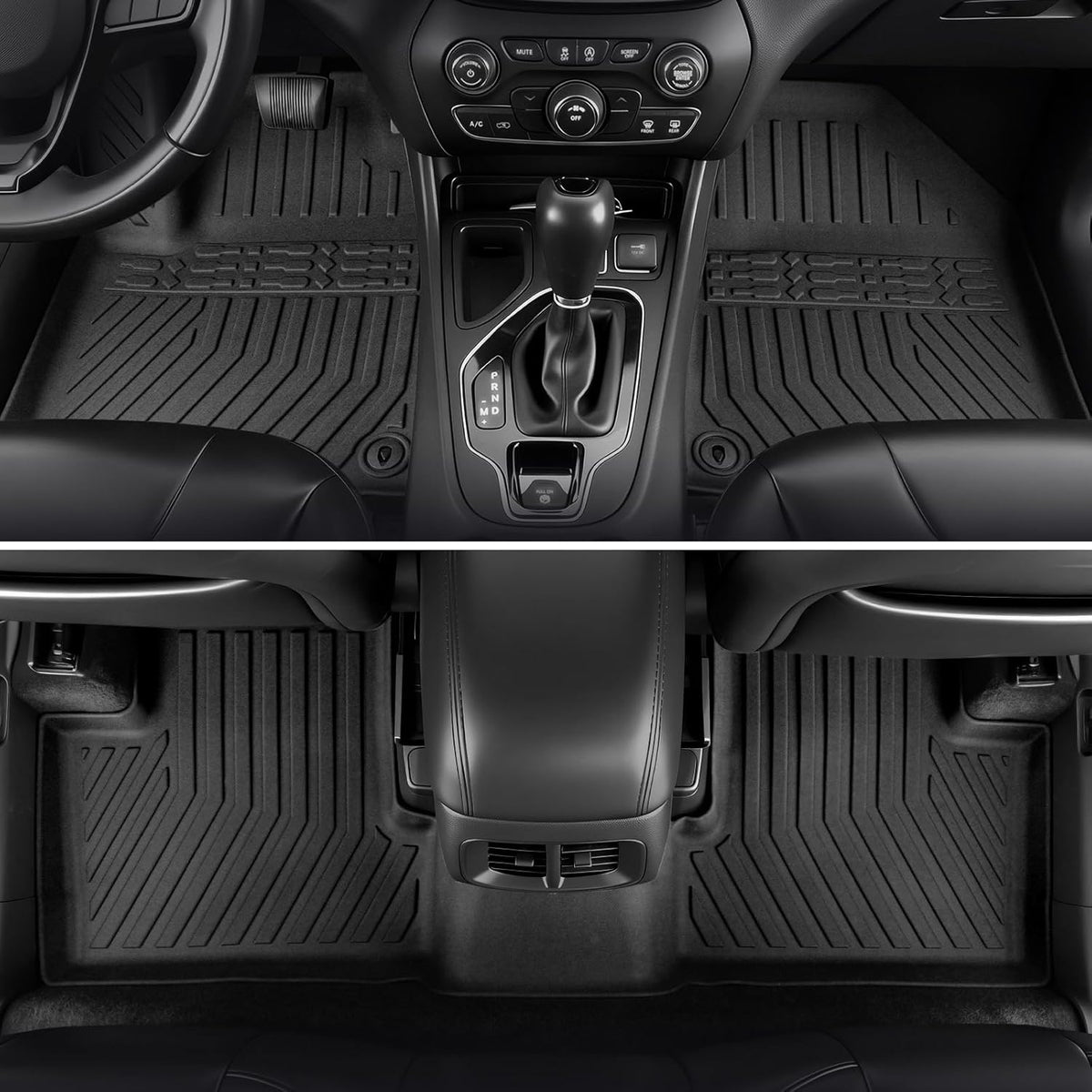 Floor Mats for Jeep Cherokee 2019-2023, All Weather Floor Mats Trunk Cargo Liner with Backrest Protectors and Door Sill Guards Accessories, Full Coverage Set