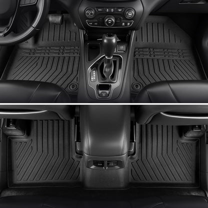 Floor Mats for Jeep Cherokee 2019-2023, All Weather Floor Mats Trunk Cargo Liner with Backrest Protectors and Door Sill Guards Accessories, Full Coverage Set