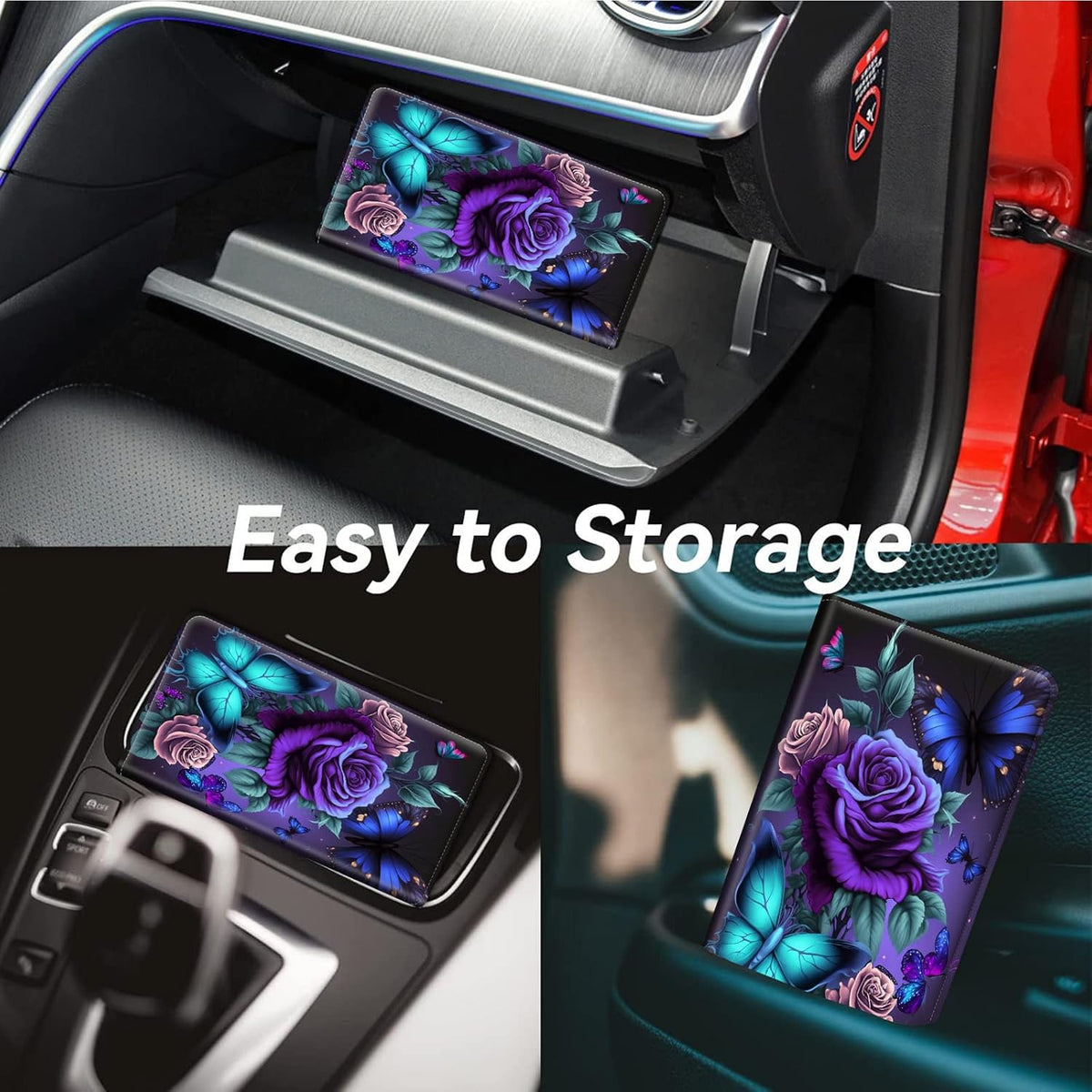 Car Registration and Insurance Holder, Leather Car Glove Box Organizer, Cool Car Accessories for ID, Driver's License Cards & Essential Document, business cards, Men&Women, Retro Audio Cassette