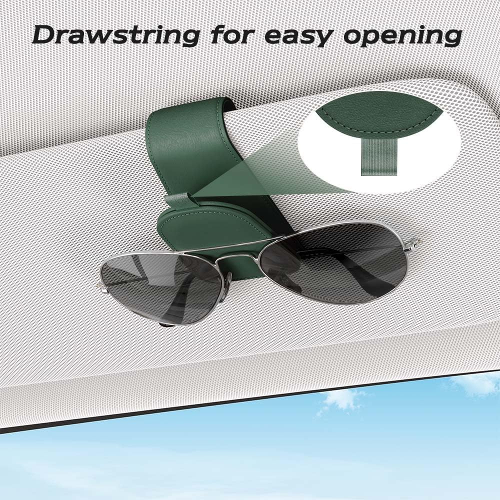 Sotfamily Sunglass Holder for Car Visor, Suede Cloth Magnetic Sunglass Organizer for Car Accessories, 2 Packs, Black