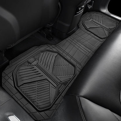 CAR PASS Heavy Duty Rubber Car Mats with Cargo Liner, Deep-Dish Car Floor Mats and Trunk Mat All Weather, Universal Trim-to-Fit for SUVs Trucks Sedans, Waterproof Anti-Slip, Trimmable V12 Black