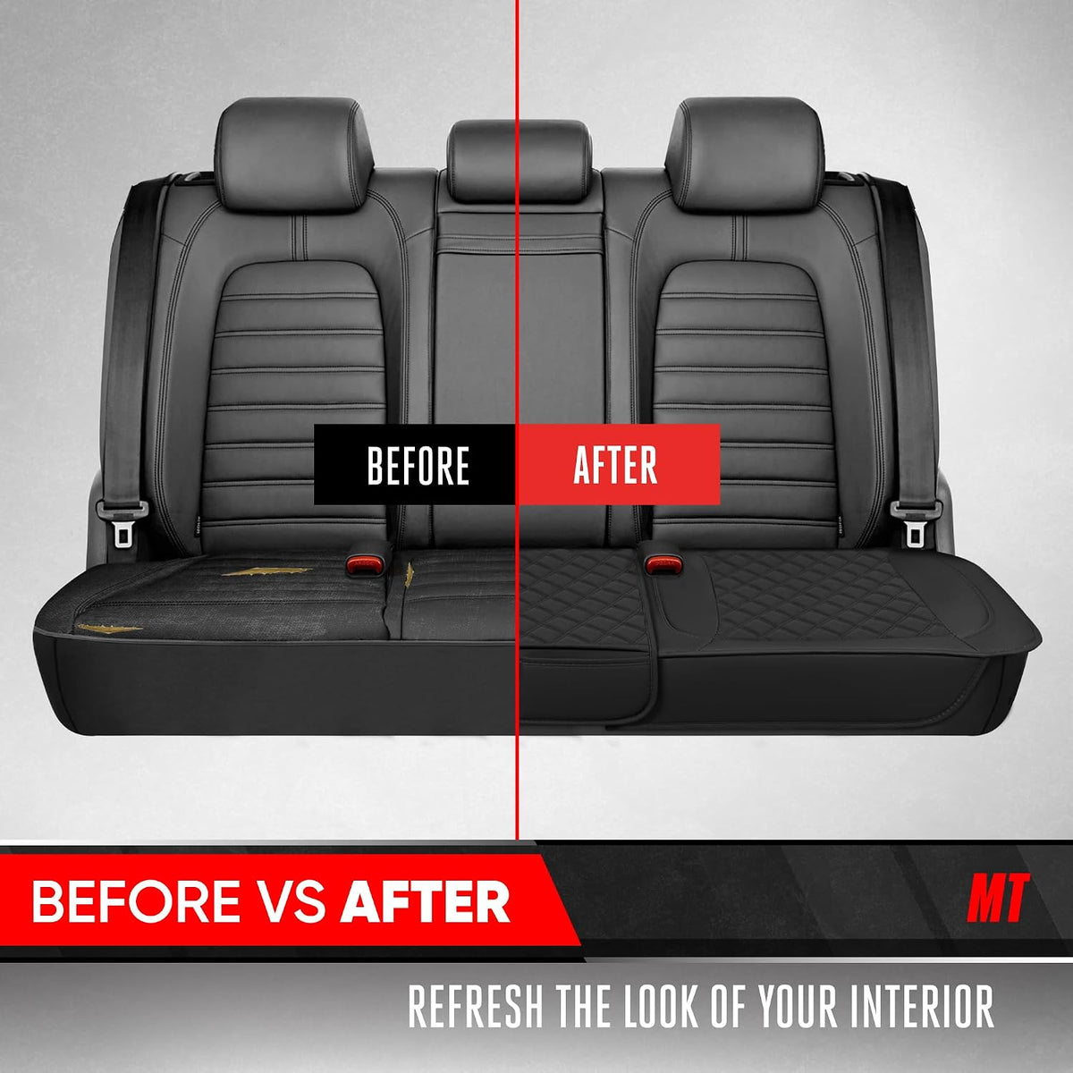 Motor Trend Seat Covers for Cars Trucks SUV, Faux Leather 2-Pack Black Padded with Storage Pockets, Premium Interior Car Seat Cover