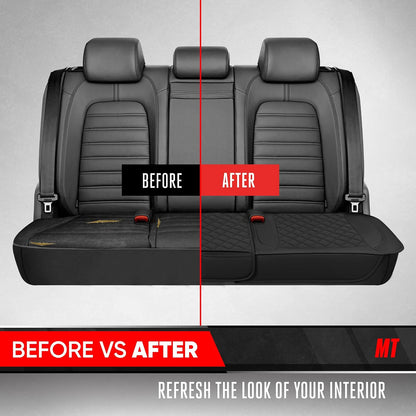 Motor Trend Seat Covers for Cars Trucks SUV, Faux Leather 2-Pack Black Padded with Storage Pockets, Premium Interior Car Seat Cover