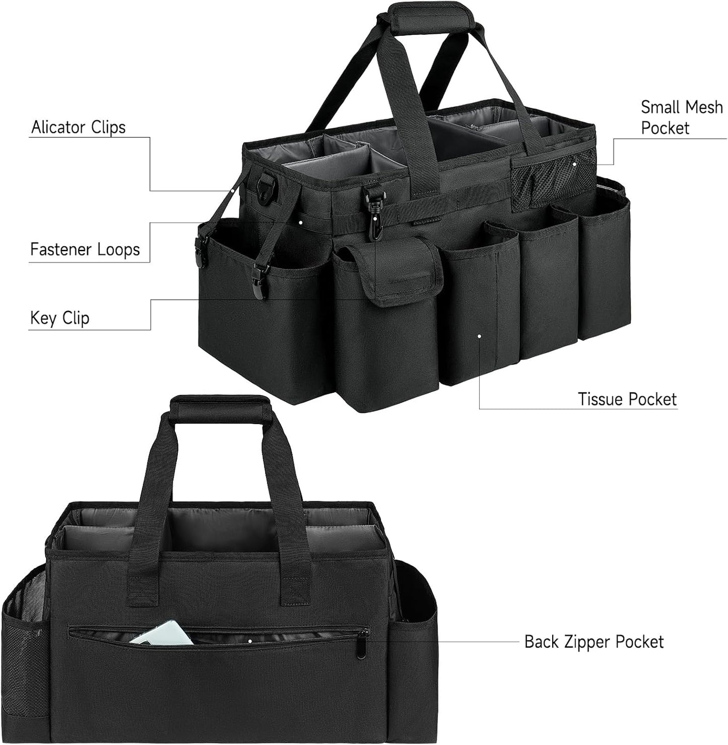 Cleaning Caddy,Cleaning Bag for Housekeepers,Cleaning Supplies Organizer with Handle,Black