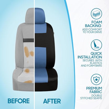 BDK PolyPro Car Seat Covers Full Set in Charcoal on Black – Front and Rear Split Bench for Cars, Easy to Install Cover Set, Accessories Auto Trucks Van SUV