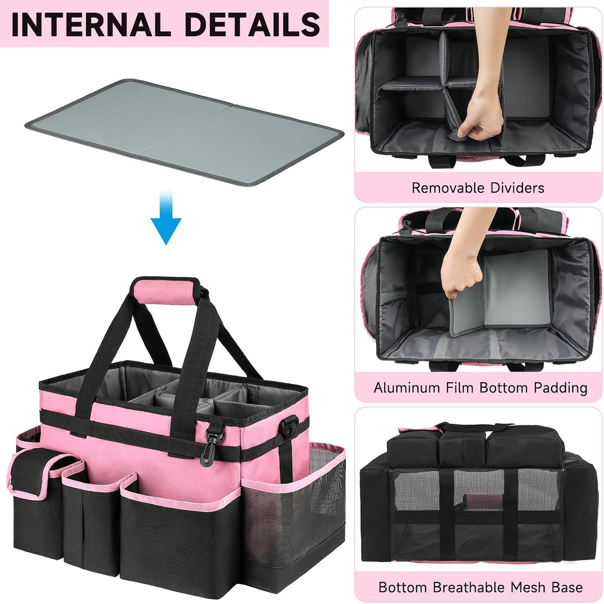 Cleaning Caddy,Cleaning Bag for Housekeepers,Cleaning Supplies Organizer with Handle,Black