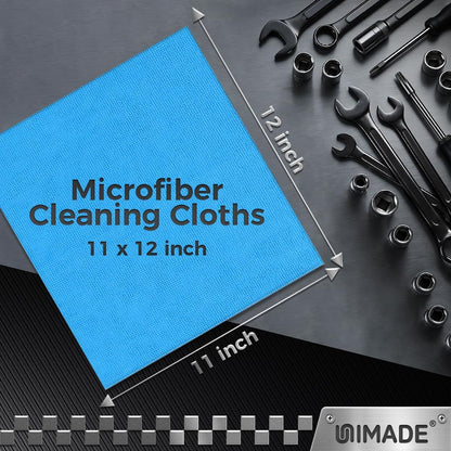 UNIMADE Microfiber Cleaning Cloth, 100 Pack Microfiber Towels for Cars Commercial Grade Work Rags Bulk Detailing Cloth for Automotive Bar Mechanic Restaurant Garage Housekeeping, 11.5"x 11.5", Grey