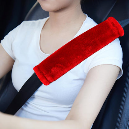 MOONET 2 Packs Car Seatbelt Covers Shoulder Pad for More Comfortable Driving, Universal Seat Belt Cover for Handbag Camera Backpack Straps, Soft Faux Sheepskin Wool Seat Belt Cushion (Beige)