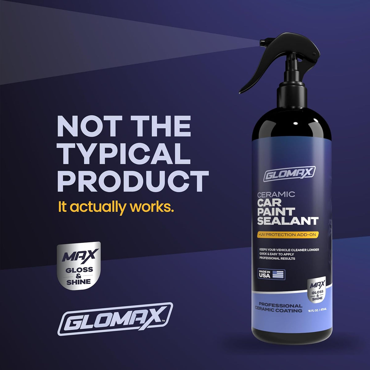 Premium Ceramic Coating for Cars with UV Protection (16 oz) – Extremely Hydrophobic & Slick Car Wax Spray, Long-Lasting, Quick & Easy Application, Maximum Gloss & Shine.