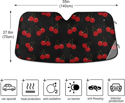 Black Leopard Car Windshield Sun Shade Animal Skin Print Foldable UV Ray Sun Visor Protector Sunshade to Keep Your Vehicle Cool (51" x 27.6")