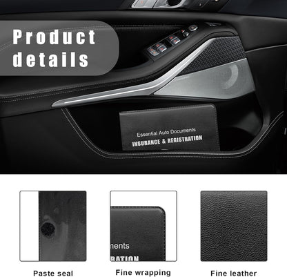 4 PCS Car Registration and Insurance Holder, Vehicle Glove Box Organizers with Closure for License Document, Auto Essential Paperwork Wallet Case Holder, Car Accessories (Black, Car Logo)