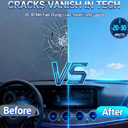 Windshield Repair Kit, Windshield Chip Repair Kit, Rock Chip Repair Kit,2 Pcs Car Glass Repair Kit Quick Fix for Chips & Cracks, Windshield Crack Repair Kit, Automotive Nano Fluid（Navy）