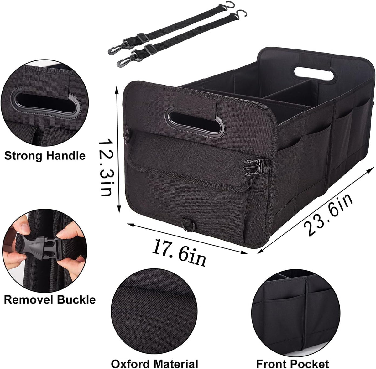 titiyiof Trunk Organizer For Suv & Sedan,Car Organizers and Storage, Waterproof Collapsible & Adjustable Straps,Sturdy Car Organization for Car Accessories, Tools,Food，Sundries,2-3 Compartment（Beige）