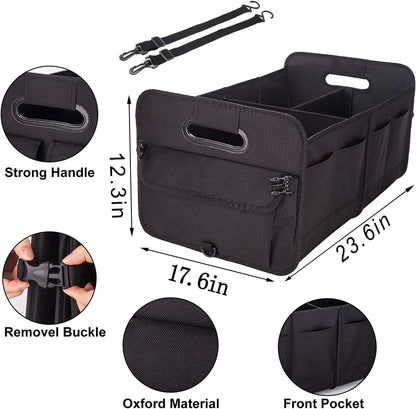 titiyiof Trunk Organizer For Suv & Sedan,Car Organizers and Storage, Waterproof Collapsible & Adjustable Straps,Sturdy Car Organization for Car Accessories, Tools,Food，Sundries,2-3 Compartment（Beige）
