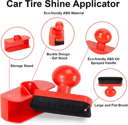 UNIMEIX Tire Shine Applicator Brush Large Vegan Tire Shine Brush with Storage Stand for Vehicles Tire Shine Polish Wax and Car Wash