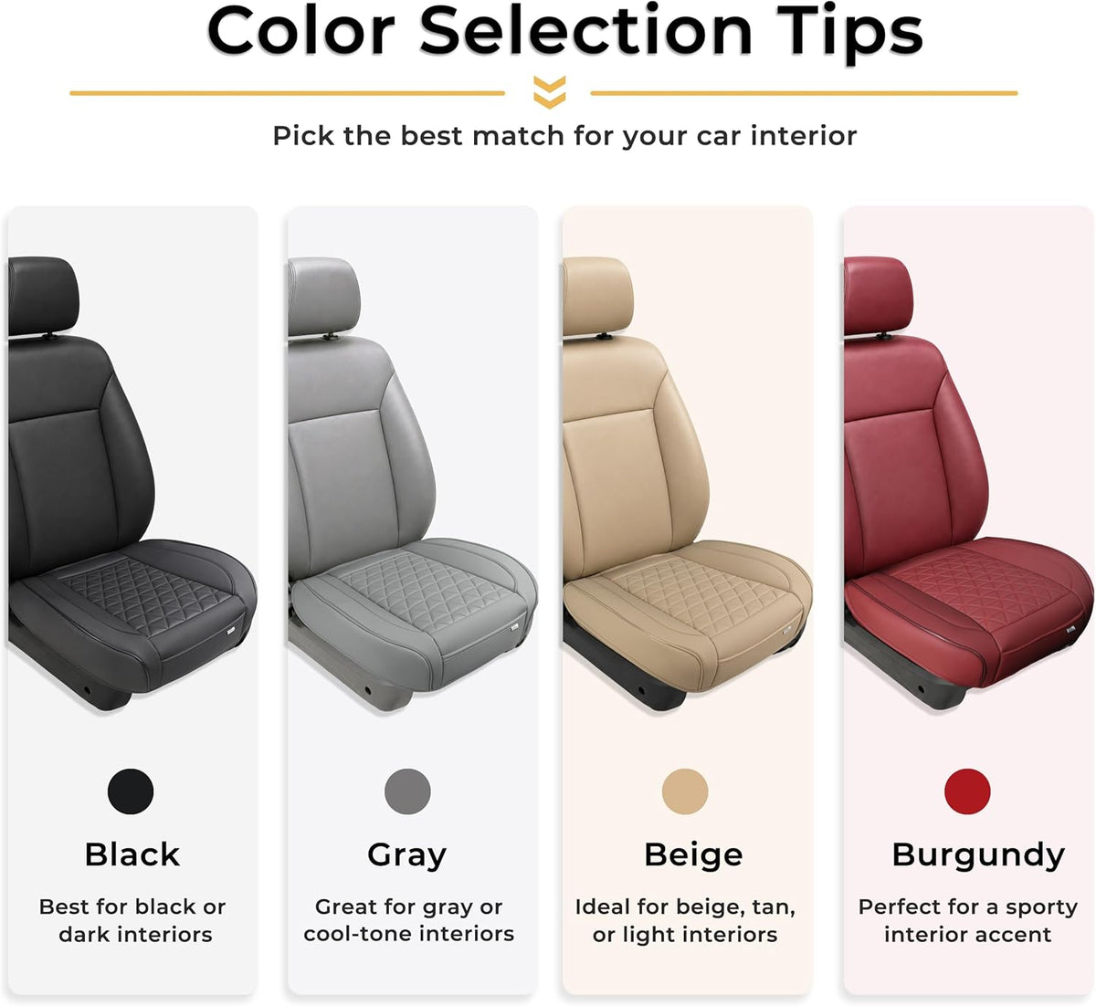 Black Panther Luxury Faux Leather Car Seat Cover Front Bottom Seat Cushion Cover, Anti-Slip and Wrap Around The Bottom, Fits 95% of Vehicles - 1 Piece,Black