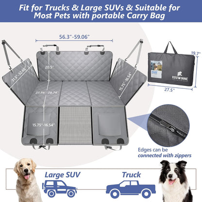 Back Seat Extender for Dogs-Large Space, Dog Car Seat Cover Hard Bottom Holds 420lbs, Sturdy Backseat Extender for Dogs,Upgraded Waterproof Pet Car Bed Dog Hammock for Car, SUV,Truck, Black
