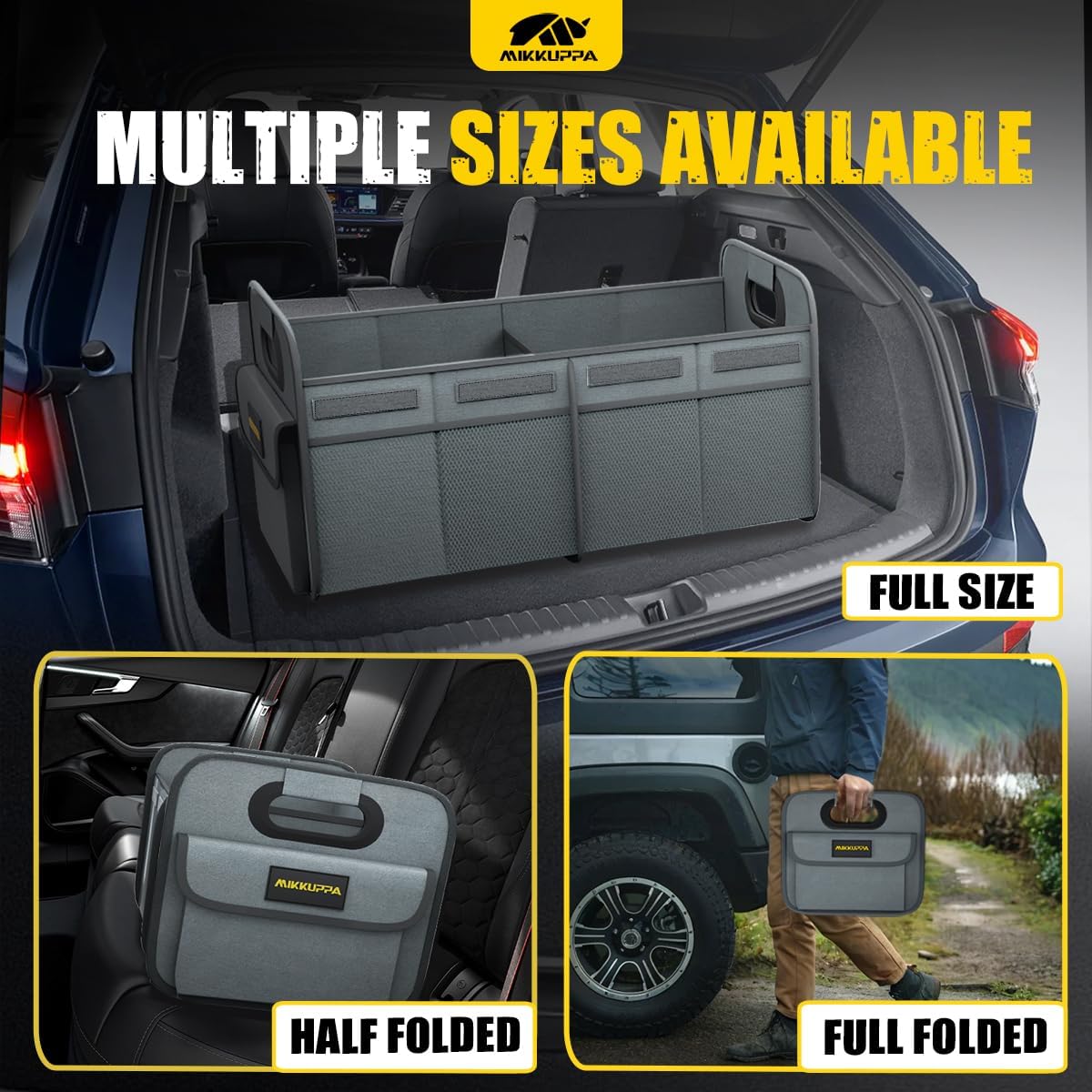 MIKKUPPA Car Trunk Organizer - 70L Collapsible Trunk Organizer for Groceries, Car Storage Organizers for SUV Auto Truck Van with Non Slip Bottom (Black)