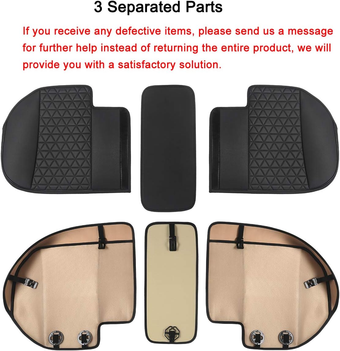 Black Panther Luxury Faux Leather Car Seat Cover Front Bottom Seat Cushion Cover, Anti-Slip and Wrap Around The Bottom, Fits 95% of Vehicles - 1 Piece,Black