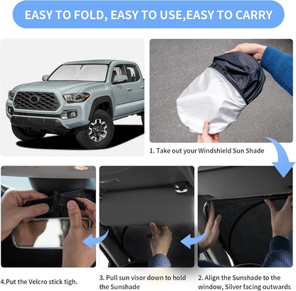 for Toyota Tacoma 2016-2023 2024 2025 2026 Sun Shade Sunshade Windshield Cover - 4 Layers Front Window Shade Custom Fit Tacoma 2Dr 4Dr Pickup Sun Visor 240T Shade Blocks UV Rays Car Accessories - Colors B