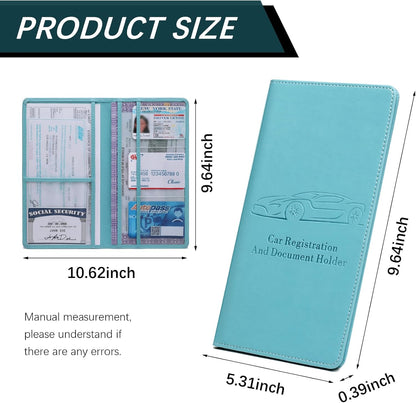 Car Registration and Insurance Card Holder for Women Men, Orange Glove Box Paperwork Organizer with Magnetic Buckle for Easy Access and Protect Documents and Various Cards in Vehicle