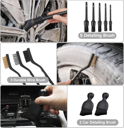 36Pcs Car Detailing Kit, Car Detailing Brush Set, Car Cleaning Kit, Auto Detailing Tools for Interior Exterior Wheels, Professional Car Wash Accessories with Windshield Cleaning Tool and Storage Box