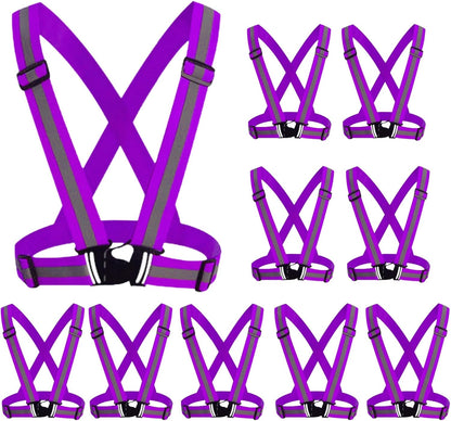 Reflective Strap Safety Vest Gear - 2-10 Pack Adjustable High Visible Reflective Running Gear for Women Men Night