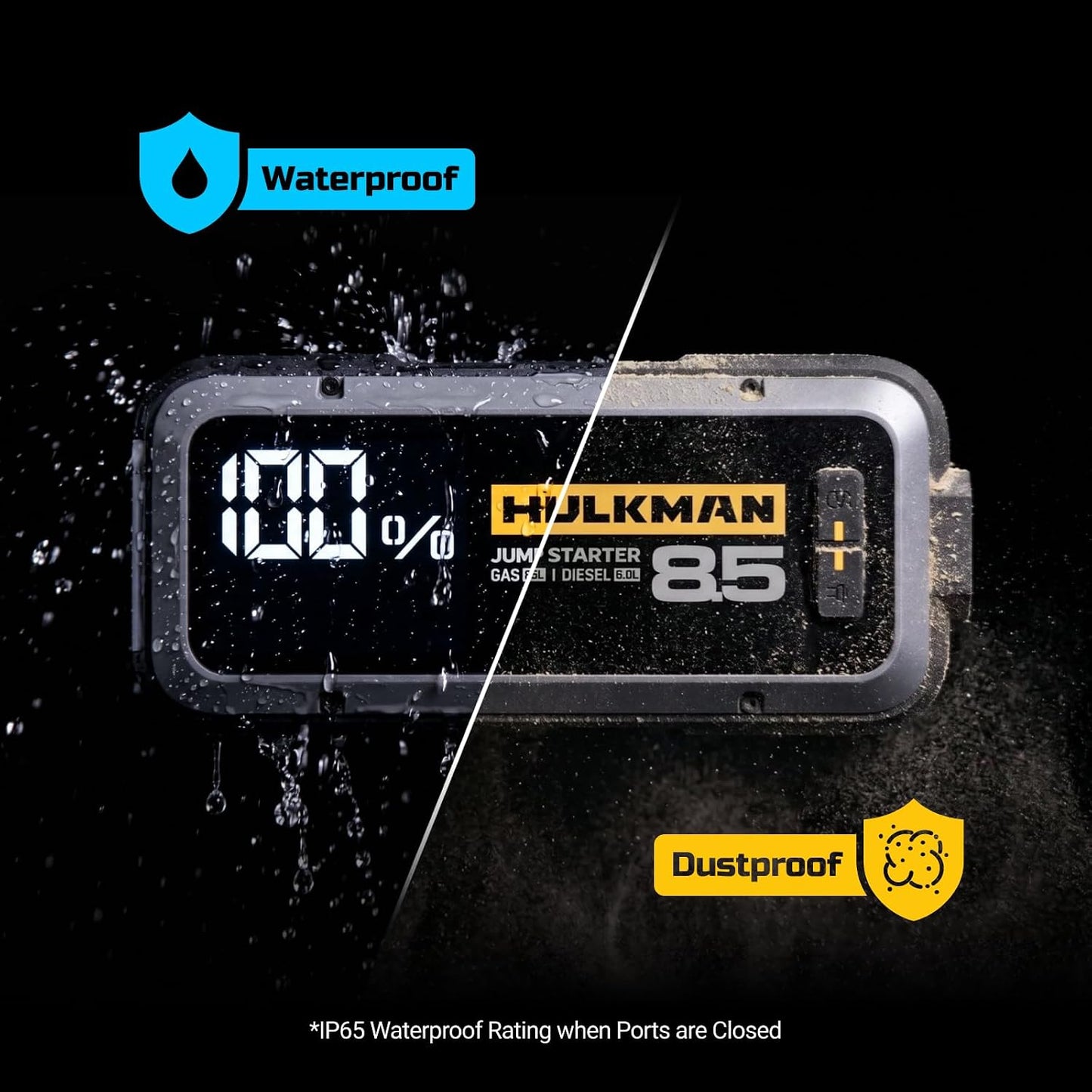 Hulkman Alpha85 Smart Portable Jump Starter, 2000A Battery Booster Pack with LED Display, Flashlight, 74Wh Power Bank & Jumper Cable, 12V Jump Box for up to 8.5L Gas & 6.0L Diesel, Cars, SUVs & Trucks