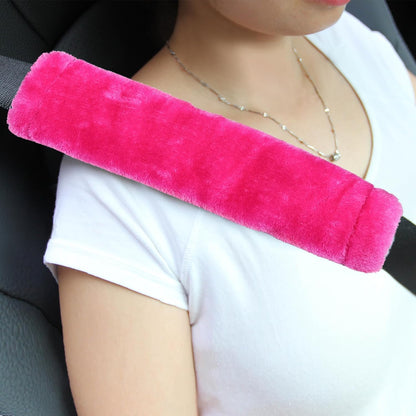 Amooca Soft Faux Fur Universal Fit Seatbelt Cover Car Truck SUV Airplane Seat Belt Shoulder Pad for Carmera Backpack Straps Neck Cushion Protector 2 Pack 10.5in Dark Gray