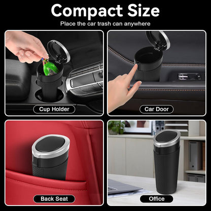 Car Trash Can Bin with Lid - 2 Packs Mini Car Garbage Can Cup Holder-Black Small Leakproof Vehicle Trash Garbage Can Bin-Automotive Car Organizers and Storage for Back Seat SUV Truck Accessories